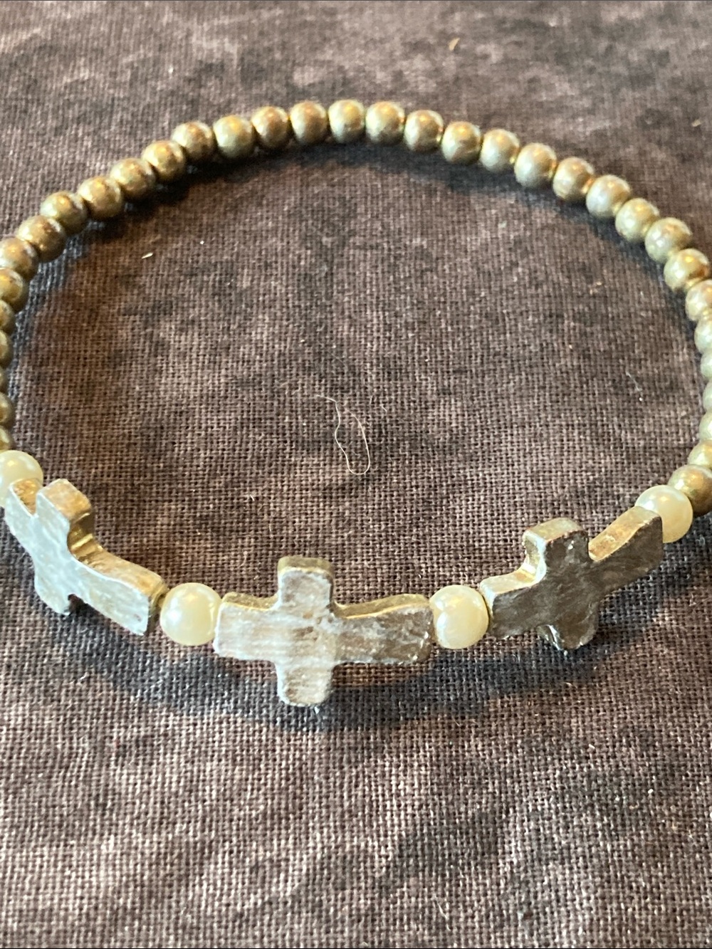 Neutral Cross Bead Stretch Bracelet - Women Jewelry